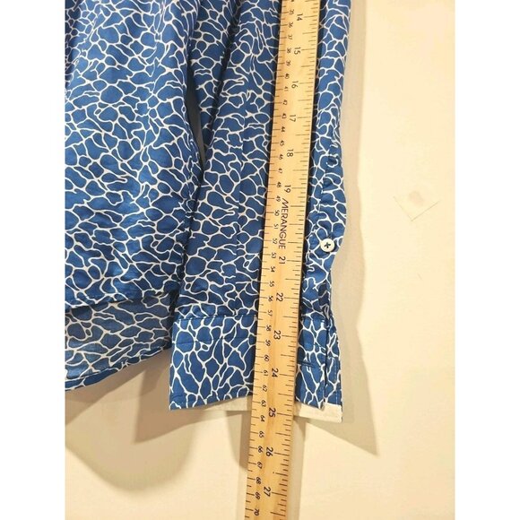 Poggianti 1958 Button Up Long Sleeves Shirt Men's 40 15 3/4 Abstract Blue White - Picture 8 of 10